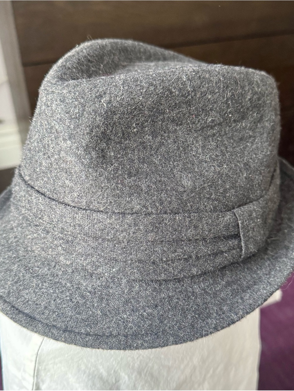 Classic Grey Wool Fedora Hat - Unbranded